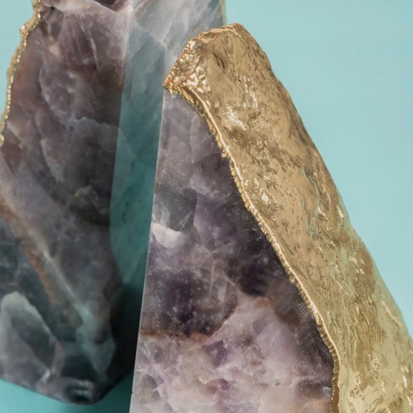 Gold Edge Amethyst Bookends - Picture 2 of 2